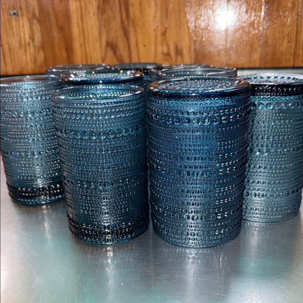 9 Stylish Textured Blue Glass Tumblers